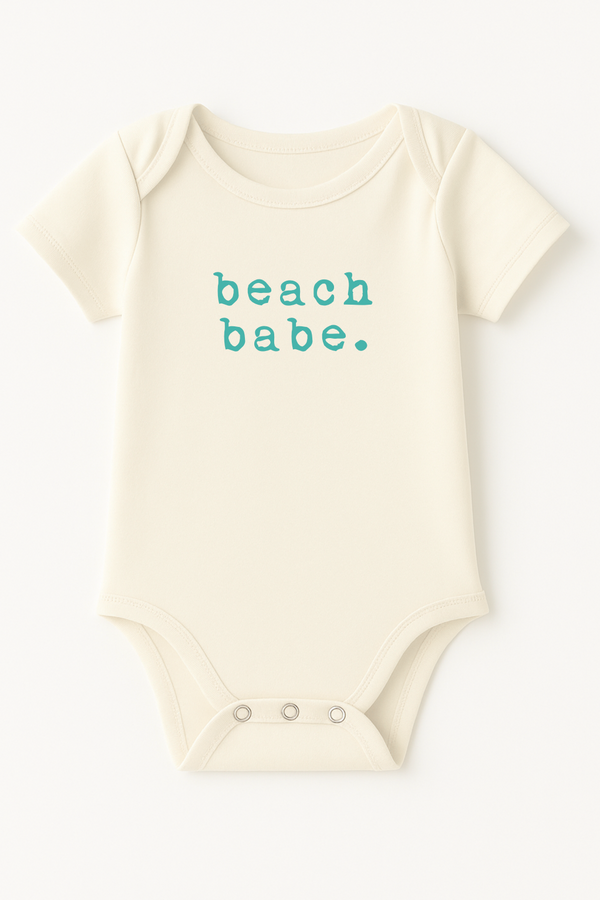 Beach Babe Seafoam Organic Cotton Baby Bodysuit Short Sleeve