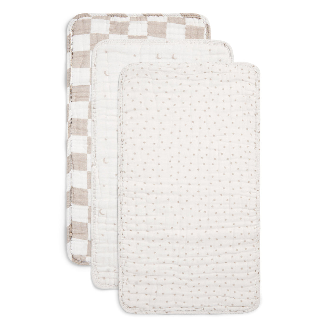 ORGANIC MUSLIN BURP CLOTHS, 3 PACK (IVORY + OATMEAL)