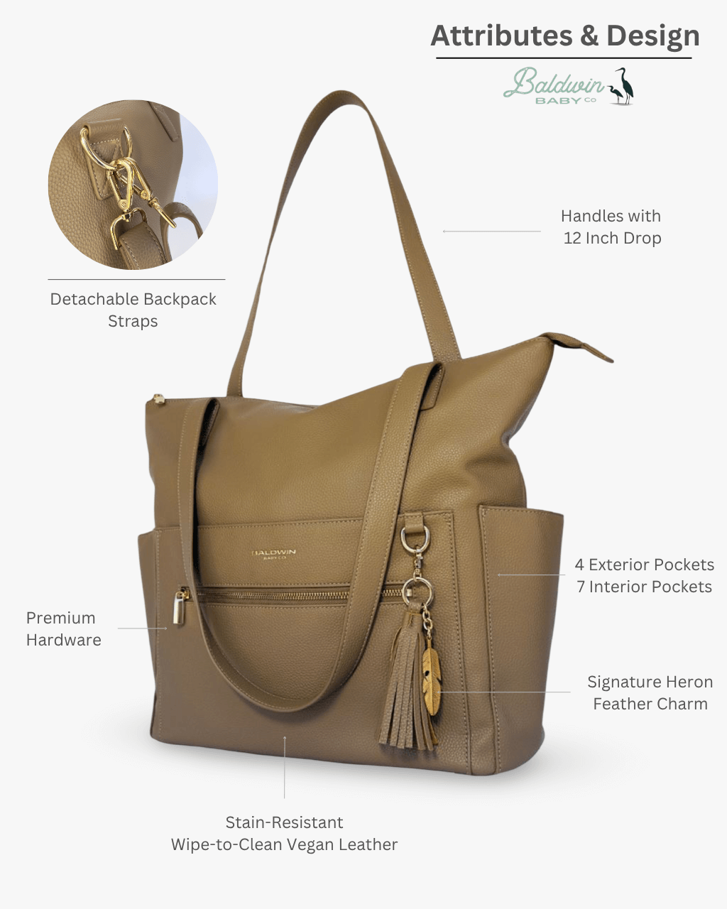 The Lillian Diaper Bag - Driftwood