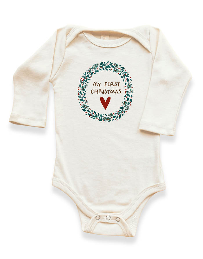 My First Christmas Organic Bodysuit Long Sleeve