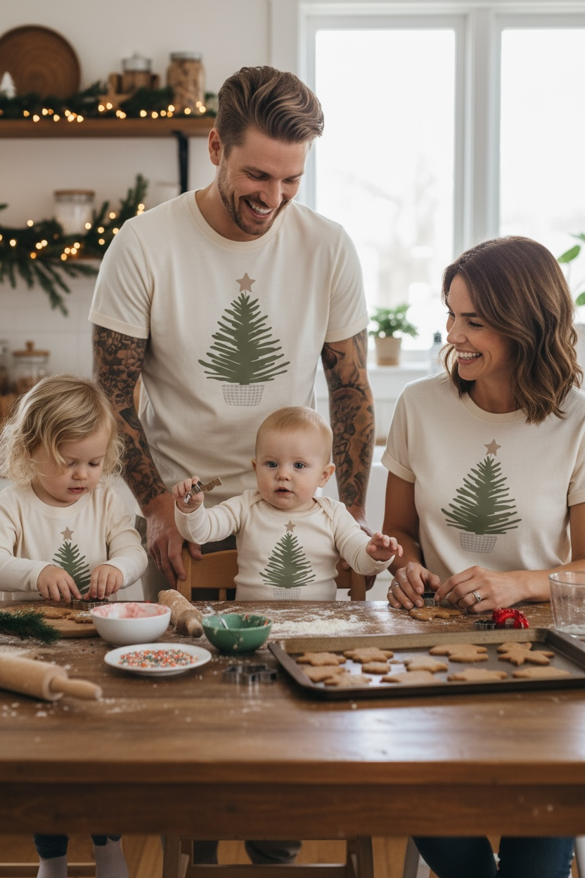 Organic Cotton Long Sleeve Holiday Tree Baby Bodysuit