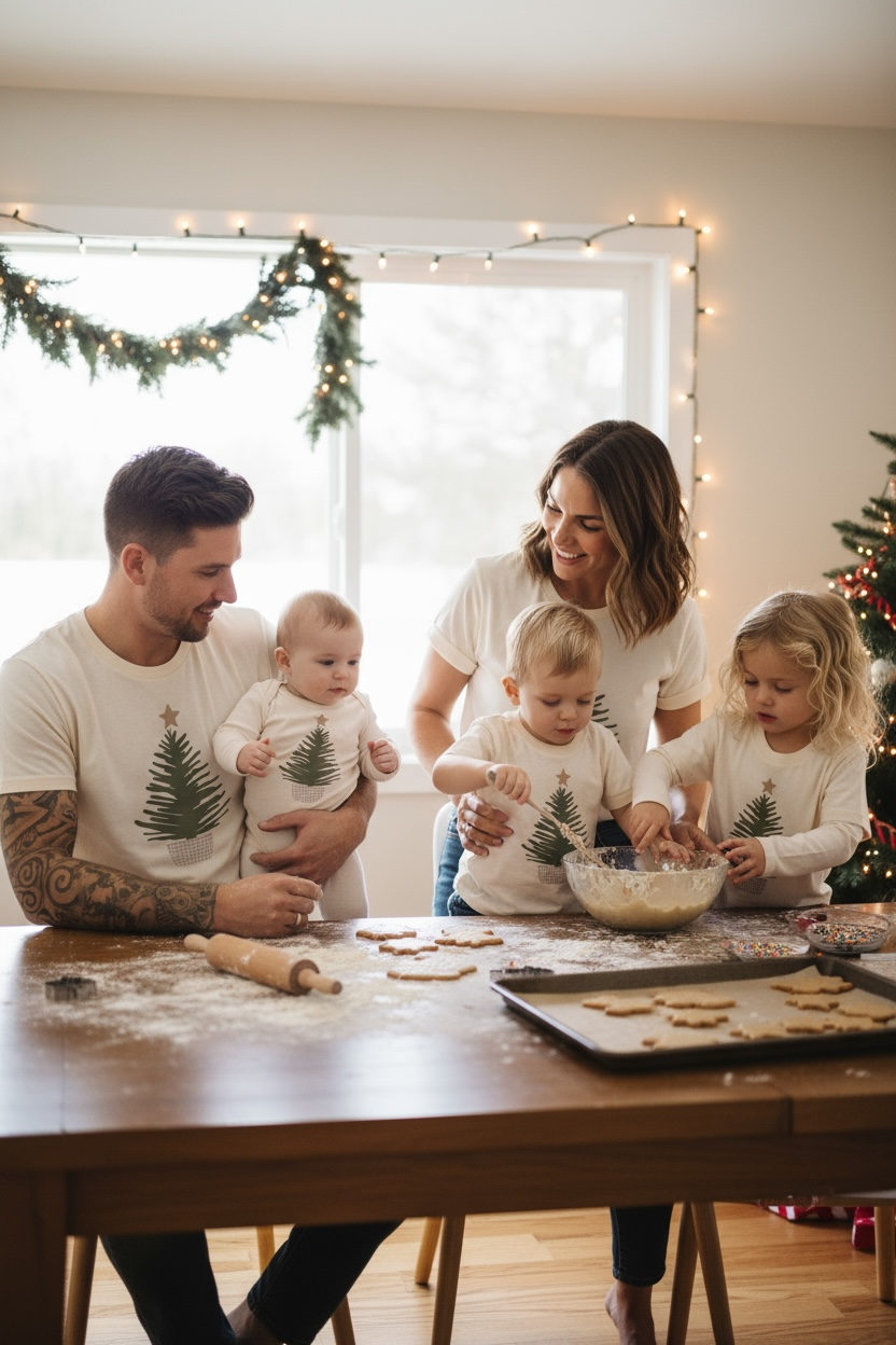 Organic Cotton Long Sleeve Holiday Tree Baby Bodysuit
