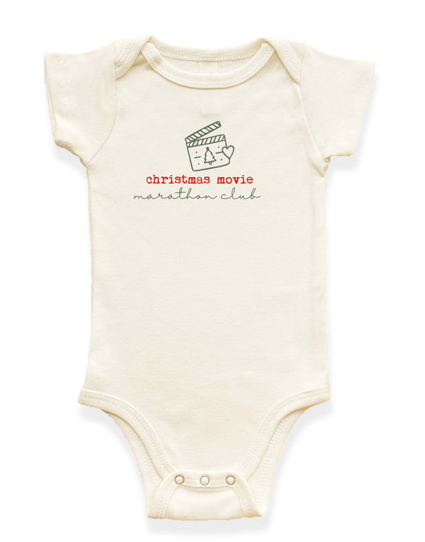 Christmas Movie Marathon Club Organic Baby Bodysuit