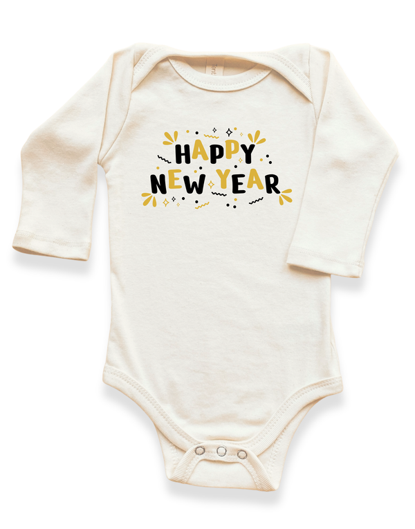 Happy New Year Organic Baby Bodysuit Long Sleeve