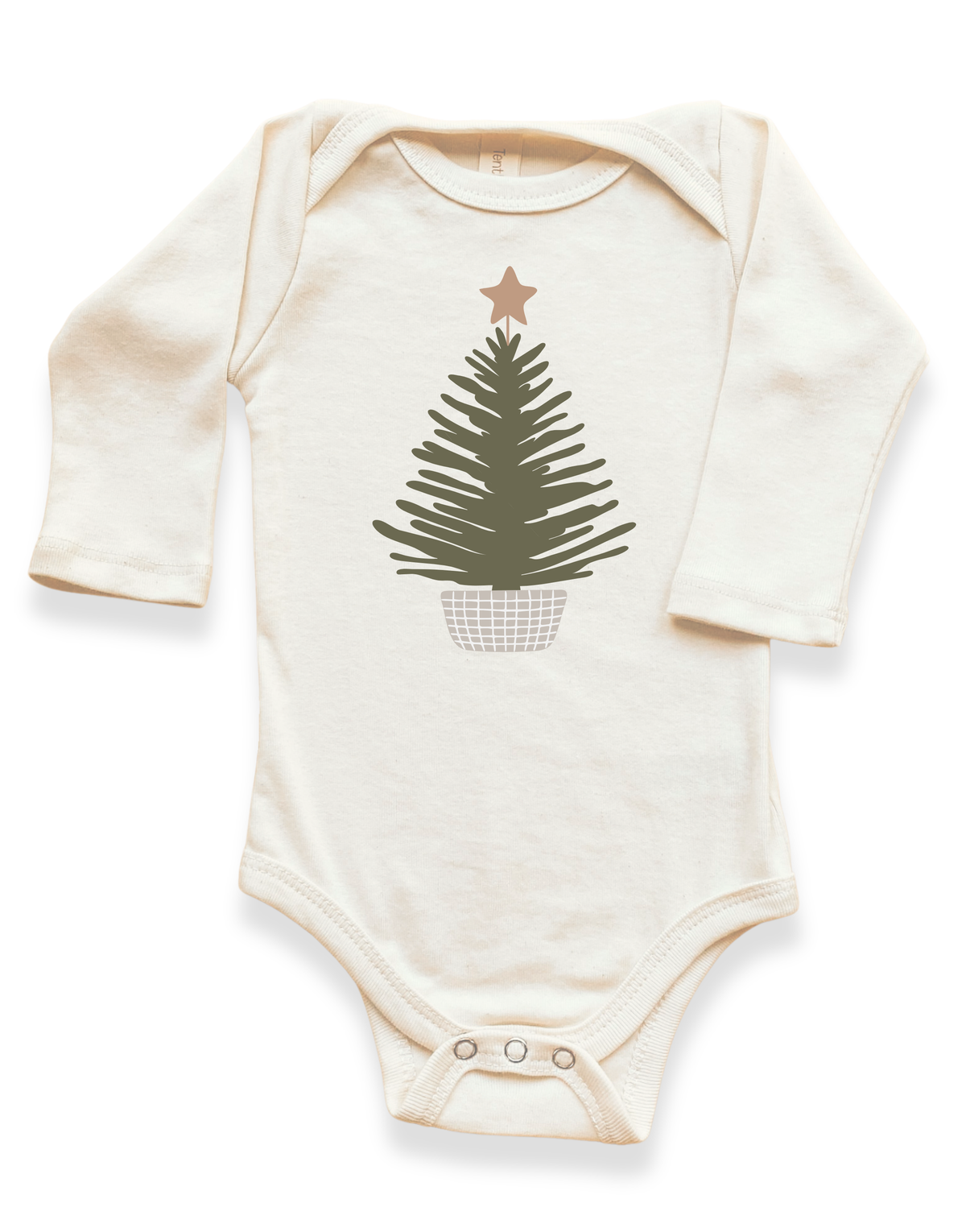 Organic Cotton Long Sleeve Holiday Tree Baby Bodysuit