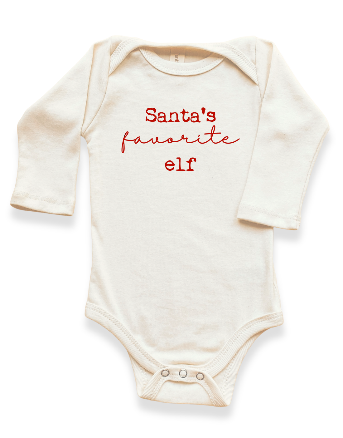 Santa's Favorite Elf Organic Baby Bodysuit Long Sleeve
