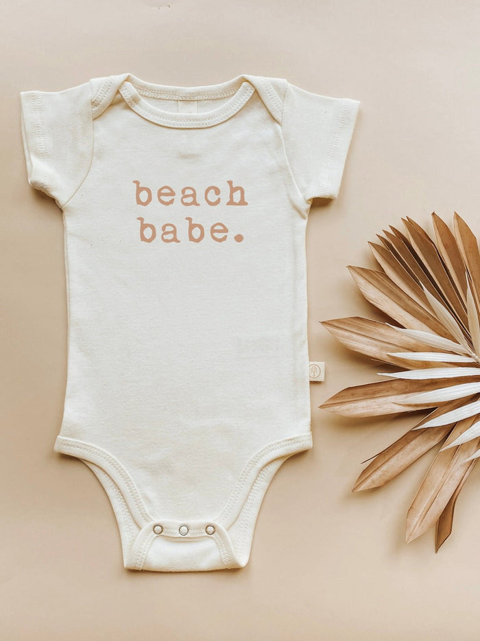 Beach Babe Clay Organic Cotton Short Sleeve Baby Bodysuit