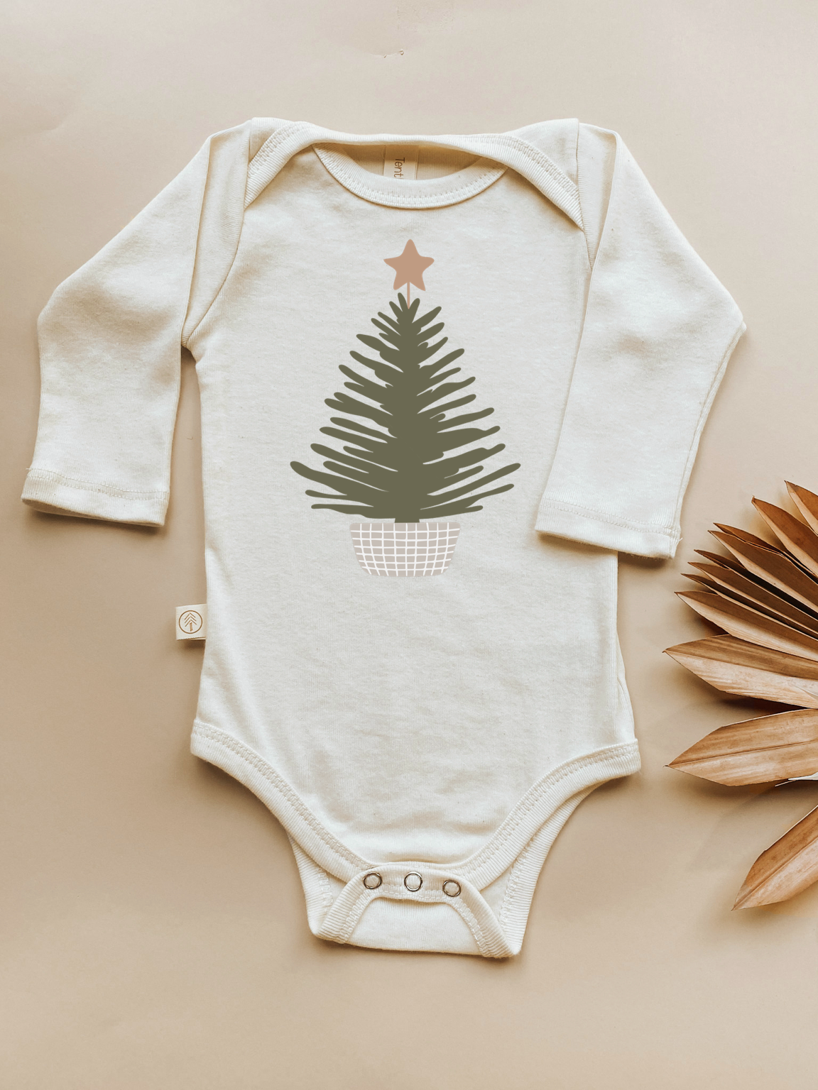 Organic Cotton Long Sleeve Holiday Tree Baby Bodysuit
