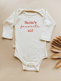 Santa's Favorite Elf Organic Baby Bodysuit Long Sleeve