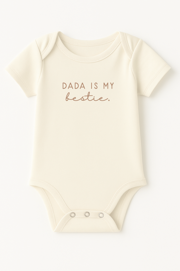 Dada is My Bestie Clay Organic Cotton Short Sleeve Baby Bodysuit