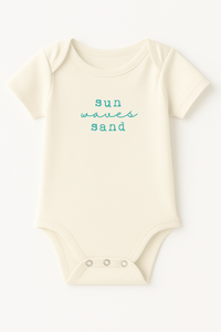 Sun Waves Sand Seafoam Organic Cotton Short Sleeve Baby Bodysuit
