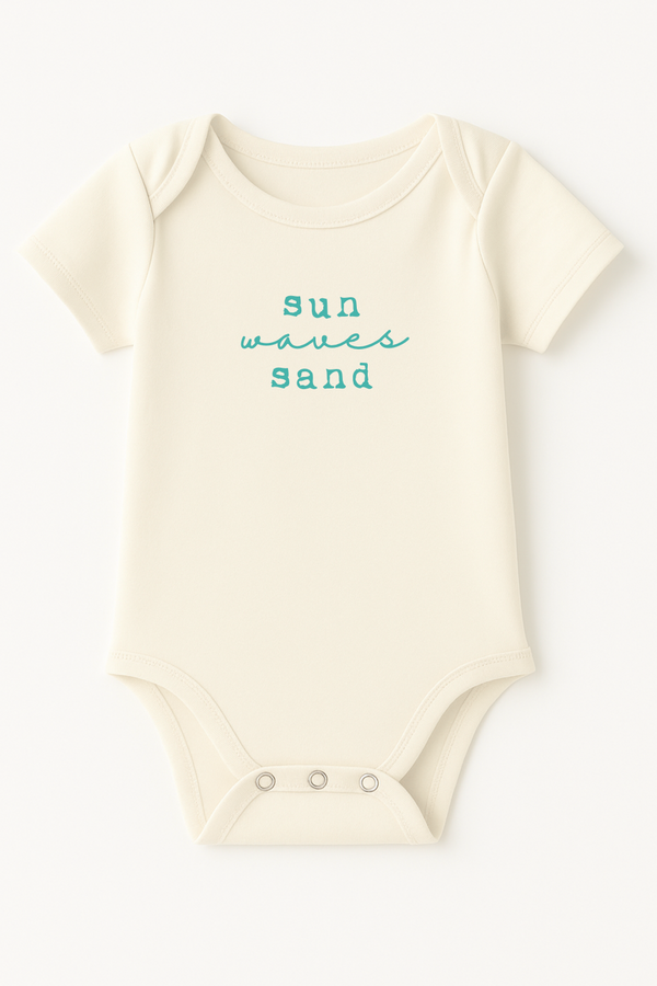 Sun Waves Sand Seafoam Organic Cotton Short Sleeve Baby Bodysuit