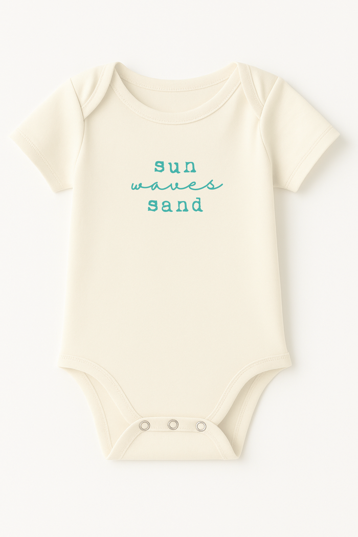 Sun Waves Sand Seafoam Organic Cotton Short Sleeve Baby Bodysuit